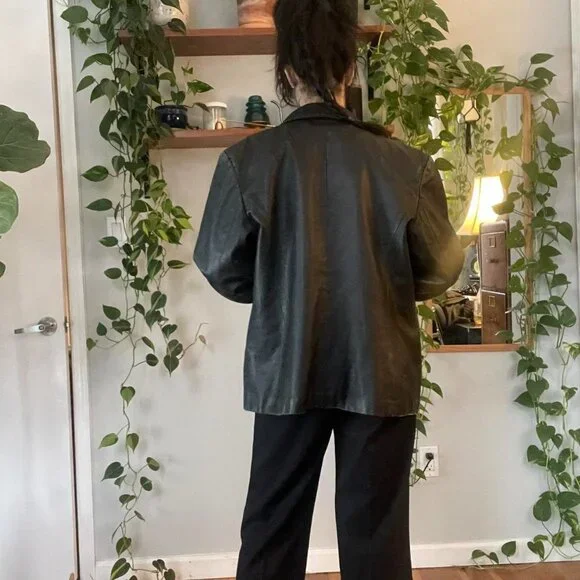 Elyze Paris Black Soft Genuine Leather Blazer with Pockets - L - Picture 4 of 7